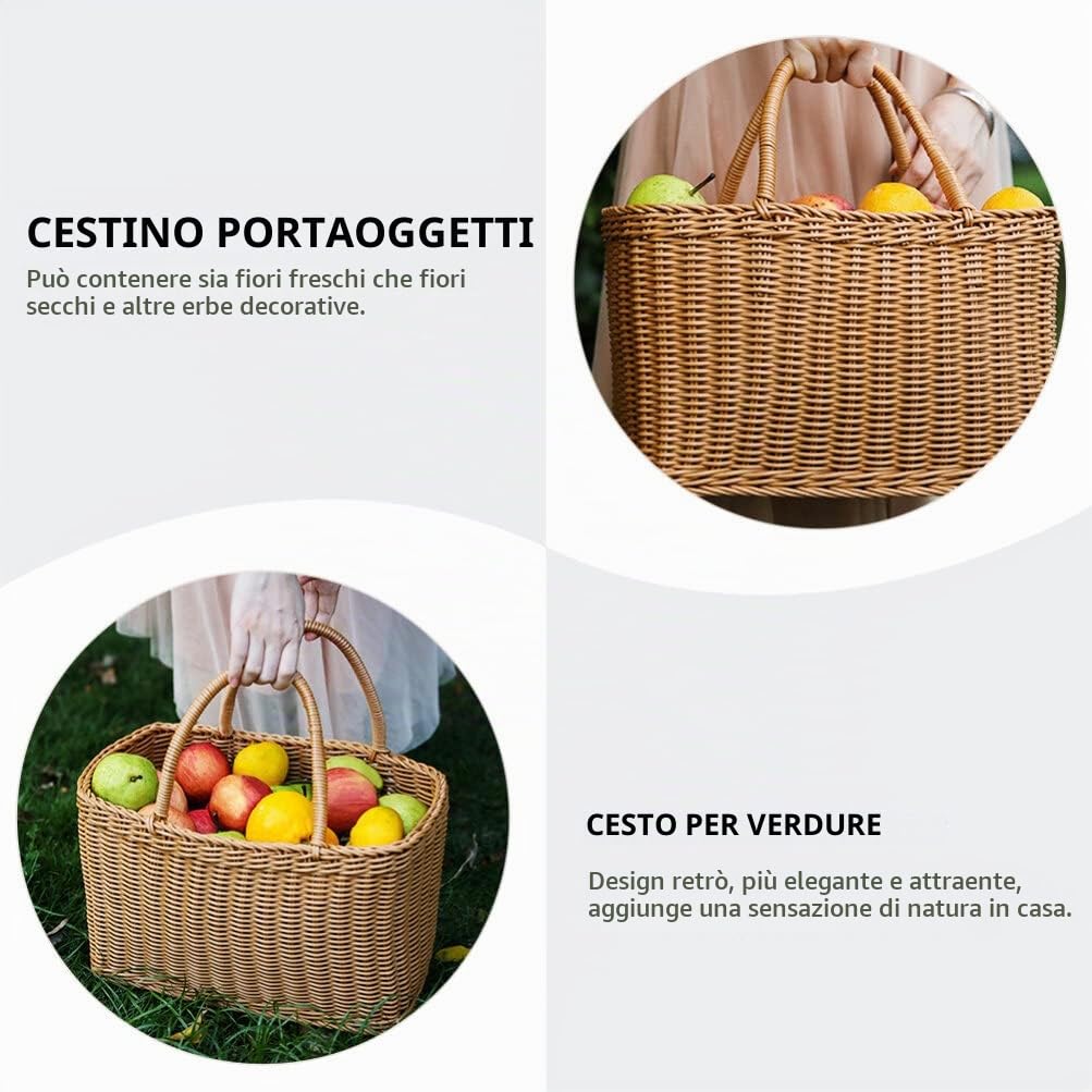 Zerodeko Cestino Mercato Africano Cestino Di Paglia Intrecciato A Mano Della Spesa Borsa Della Spesa Picnic In Vimini Sacchetto Di E Verdura Di Con