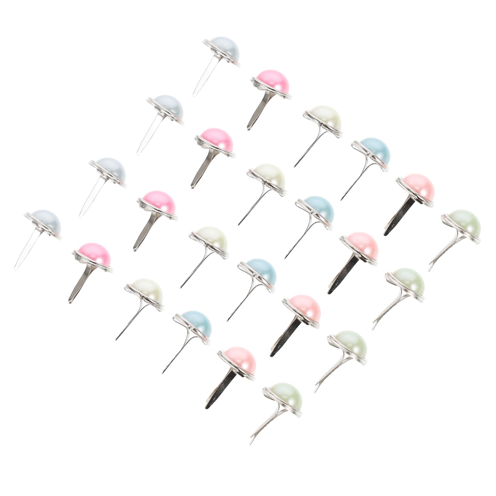 NUOBESTY Pearl Brads for Fabric Paper Crafts 50 Pcs Mini Brads Alloy Paper Fasteners Easy to Apply Remove Craft Supplies Random