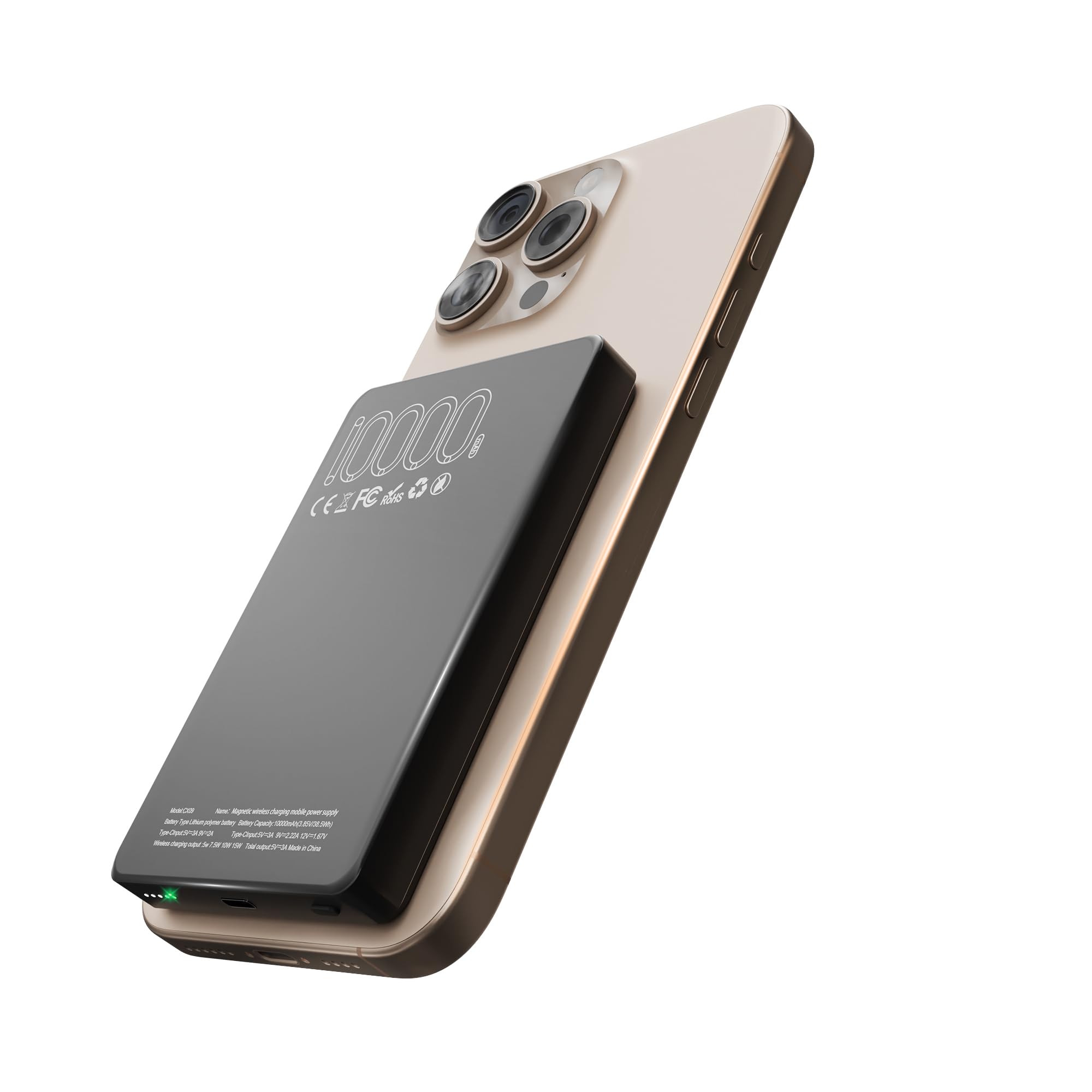 EDRF for Magsafe Portable Charger-10000mAh Wireless Power Bank with USB-C Cable, Magsafe Battery Pack for iPhone 16/15/14/13/12 Series