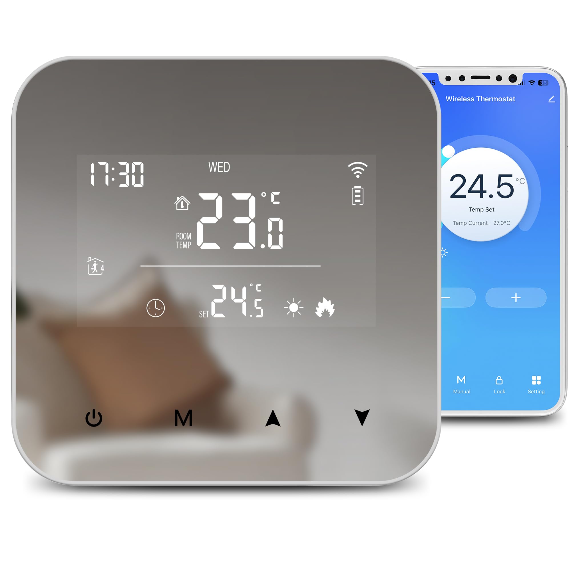 Termostato 2 fili Wi-Fi a batteria, adatto per caldaie a gas. Termostato programmabile giornalmente, compatibile con Google Assistant e Alexa. controllabile da remoto tramite TUYA o Smart Life.