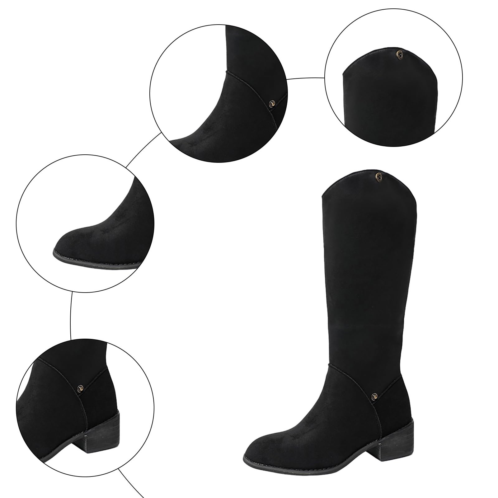 Cowboystiefel Damen Botas Altas de Ante con tacón Plano, cómodas, Informales, Elegantes y versátiles para Mujer.