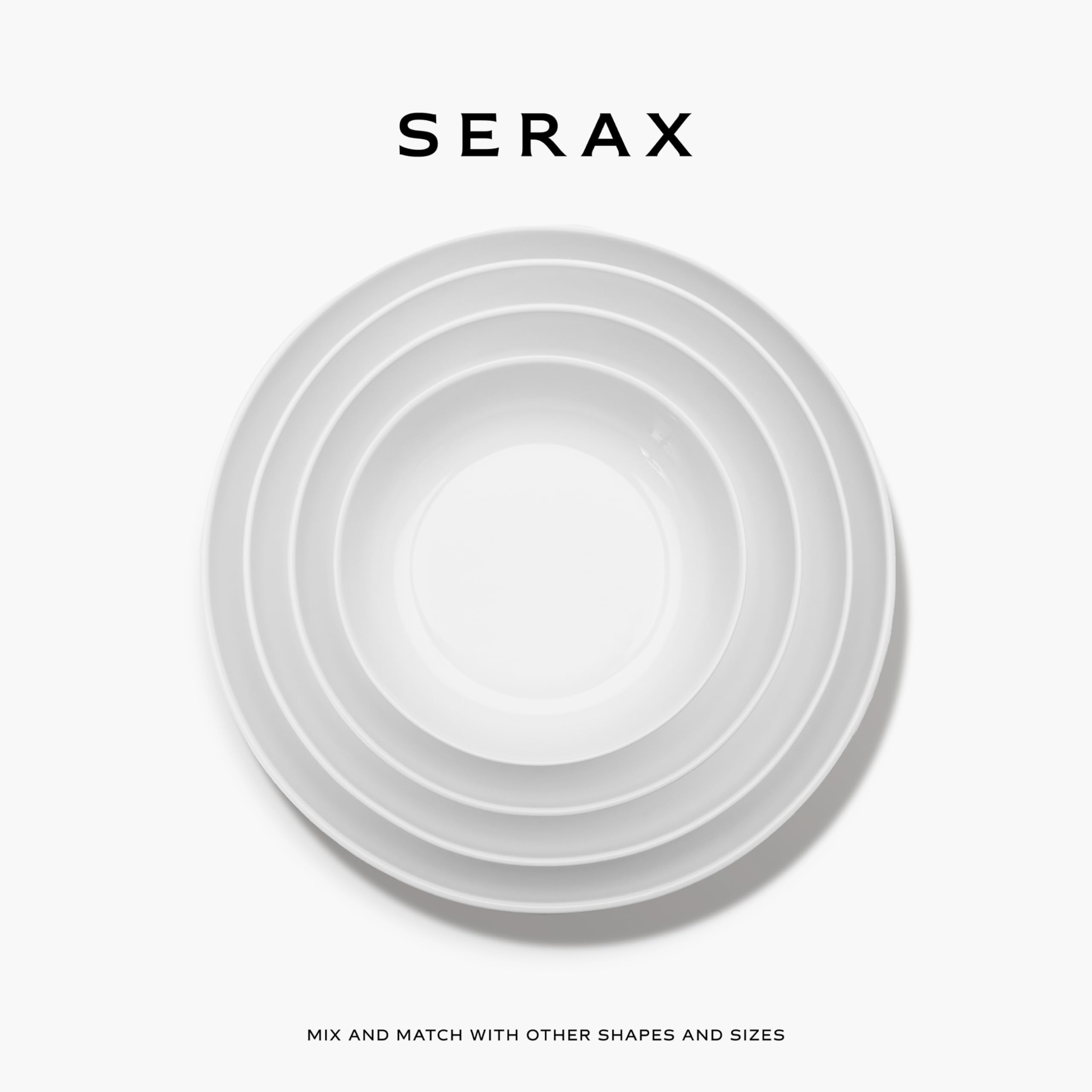 Juego de cuencos para pasta Serax | Vajilla Base de Piet Boon | Juego de 4 Platos Hondos para Ensaladas y Sopas | Cuencos de porcelana blanca | Apto para microondas | Tazones para la cena