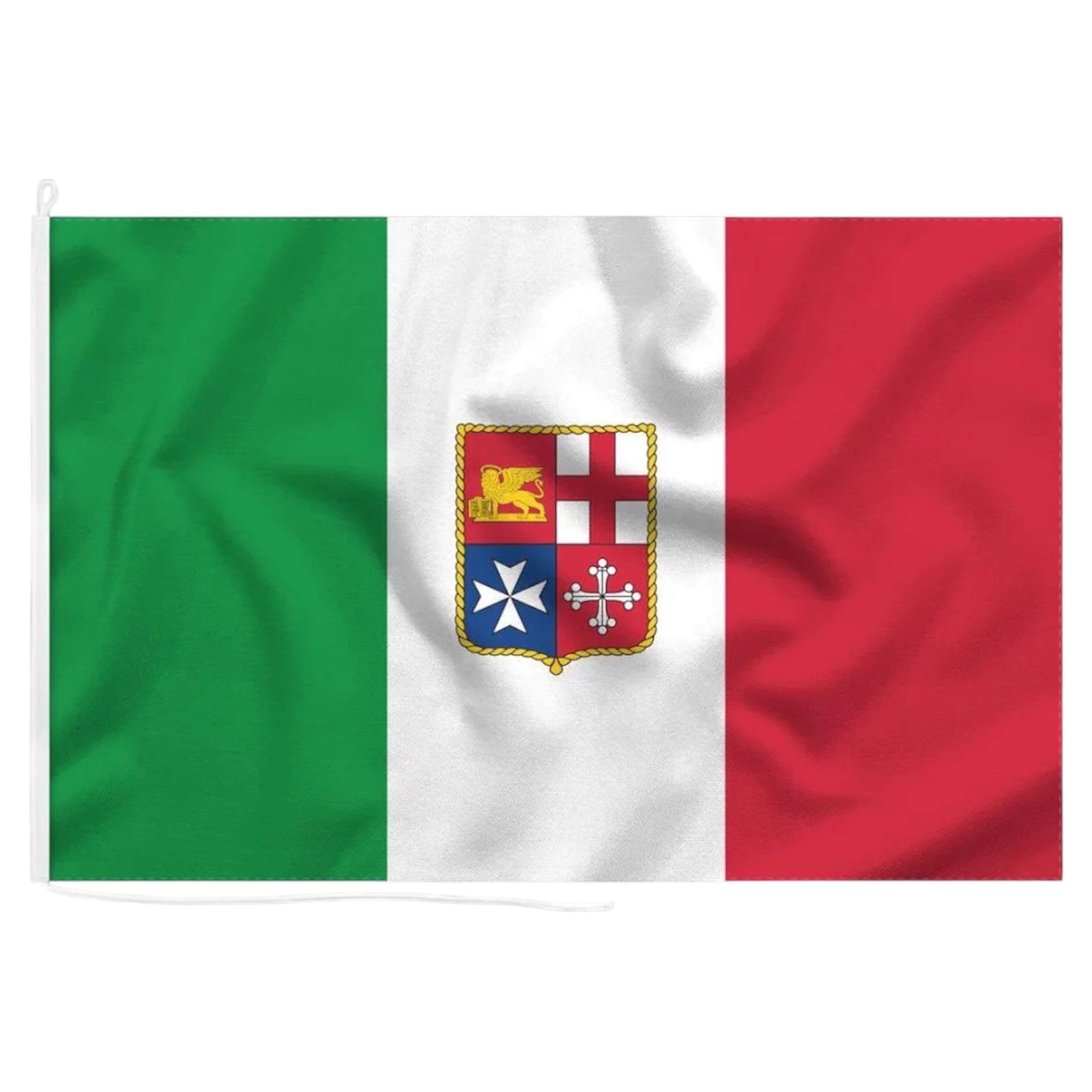 Bandiera Italia Marina Mercantile – Bandiera Nautica Italiana con Stemma Marina Mercantile – Tessuto Resistente per Barca, Yacht, Porto, Eventi e Collezione Misure 145 x 230 cm