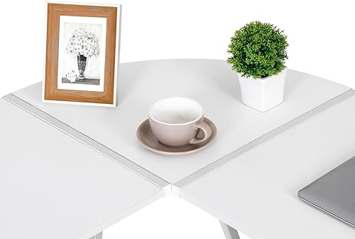 Miniatura 29 de Escritorio esquinero para computadora en forma de L, moderno, para videojuegos, mesa de estudio, estación de trabajo de escritura para oficina en