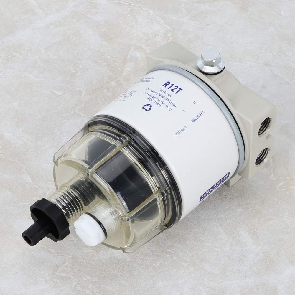 Filtro Separatore Acqua Carburante R12T, Prefiltro Marina 30 GPH per Motori Nautici