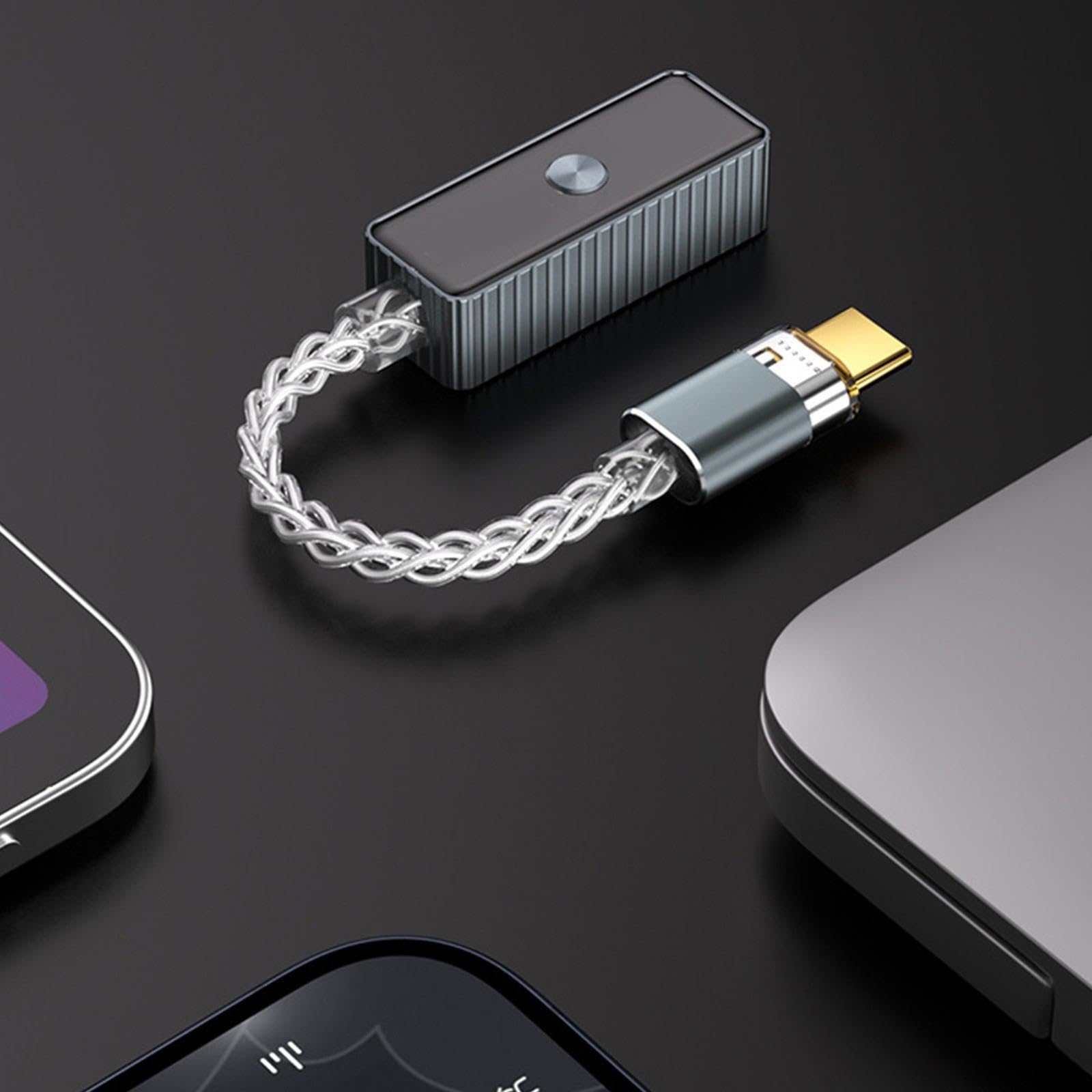 Amplificador de auriculares USB C tipo C pequeño de 3,5 mm, auditivo sin pérdidas, alta resolución para smartphones, PC, portátil