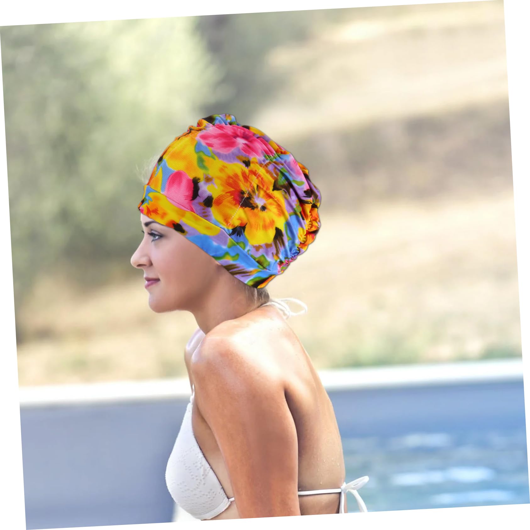 Cuffia Piscina Plissettata 6 Pezzi in Nailon per Donne | Vestibilità Elastica e Confortevole, per Chioma, Stile Fashion, Atmosfera Estiva, Pratica per Nuoto