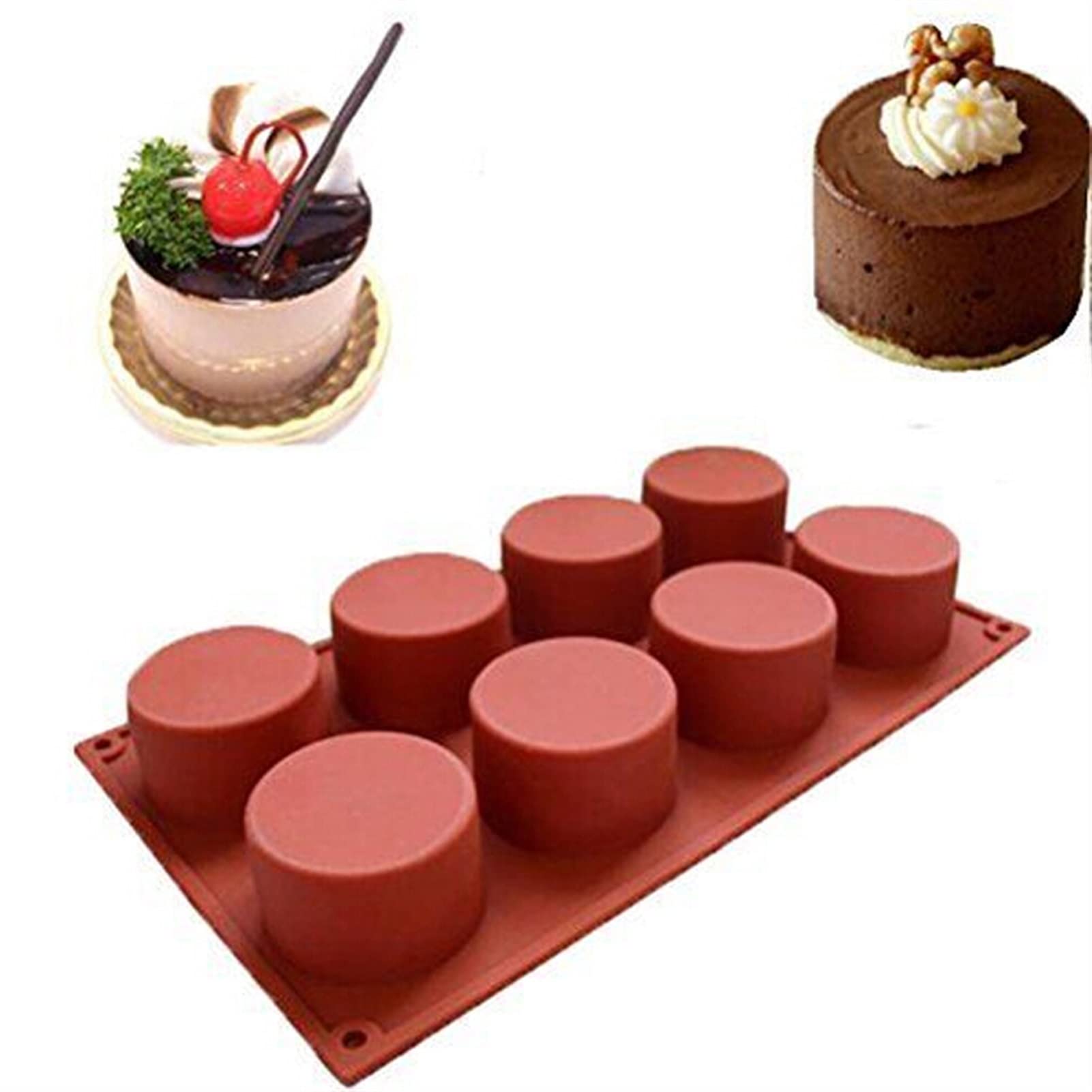 CAREG 8 Fori Rotondi Torta in Silicone Stampo 3D Fatti a Mano Cupcake Gelatina Biscotto Mini Muffin Sapone Make Fai da Te Strumenti di Cottura