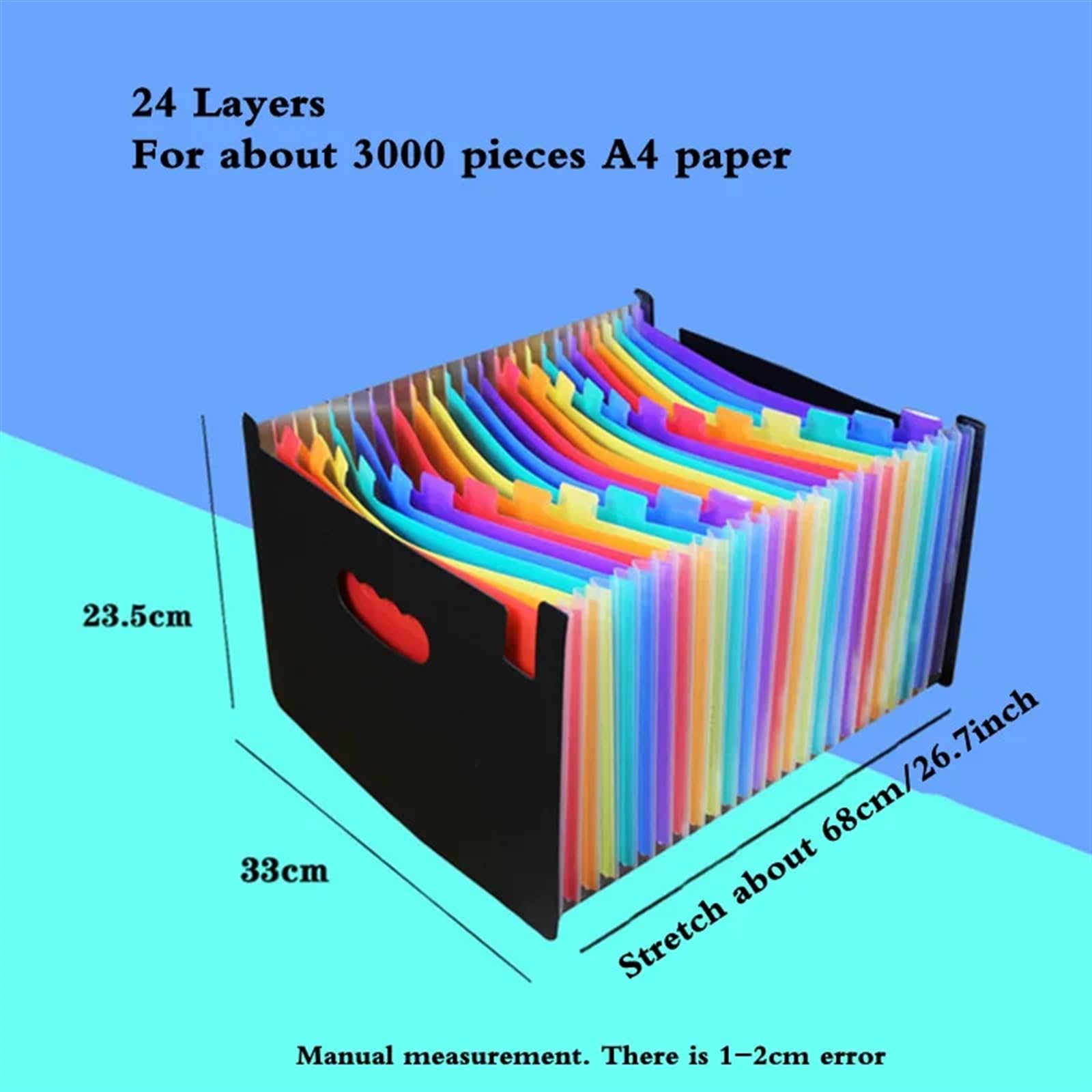 Cartella organizzatrice per File, 24 48 Strati A4 documento in Piedi fisarmoniche Tasche espandibili Cartella File Organizer Borsa(Multicolor 24 Layers)