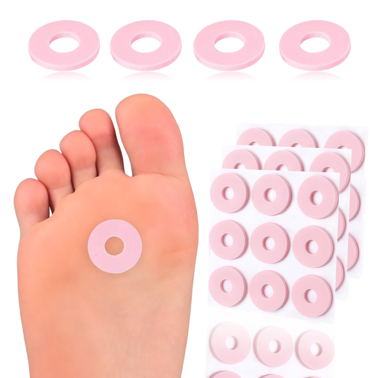 Corn Pads, Round Corn Cushions, Foam Padding with Self-Stick Adhesive, Callus Cushions for Toes, Feet and Heel, Pain Relief from Calluses, Corns, Blisters (45 Count)