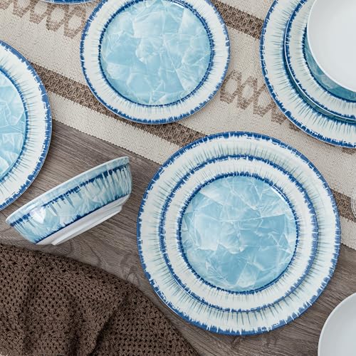 50% Off ZAROCRUS Melamine Dinnerware Set, 12-Piece Light Blue
