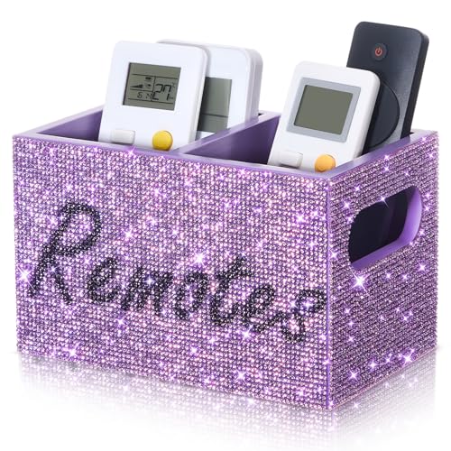 Boîte rangement télécommande TV violette à 2 compartiments - 2