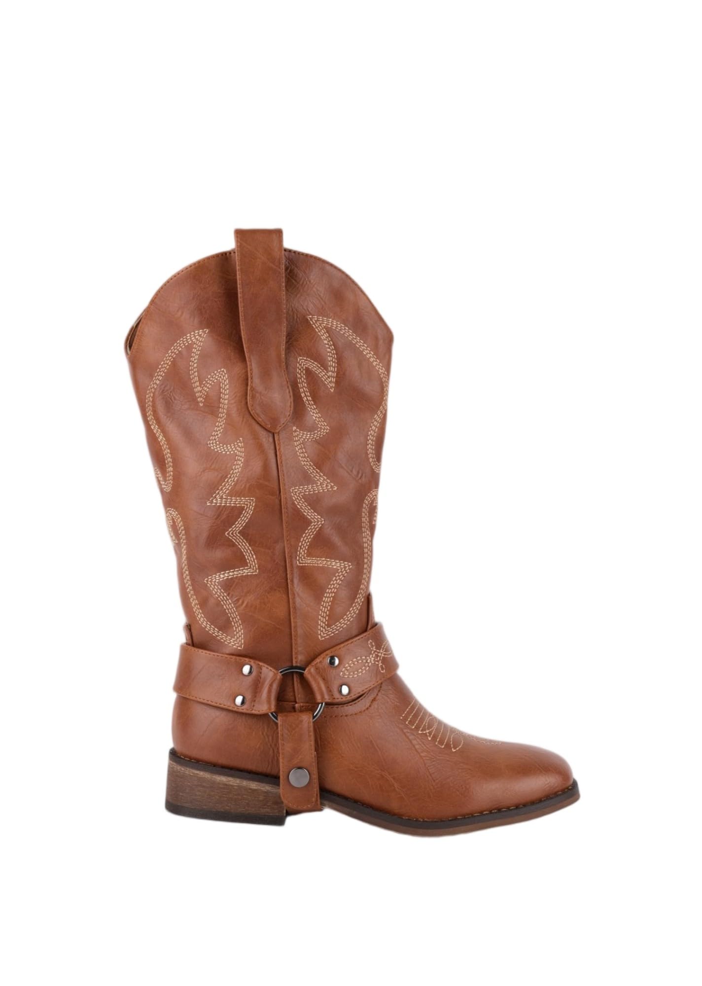 Wide Calf Cowboy Boots Western Women Wide Square Toe Cowgirl Boots Embroidered Mid-Calf