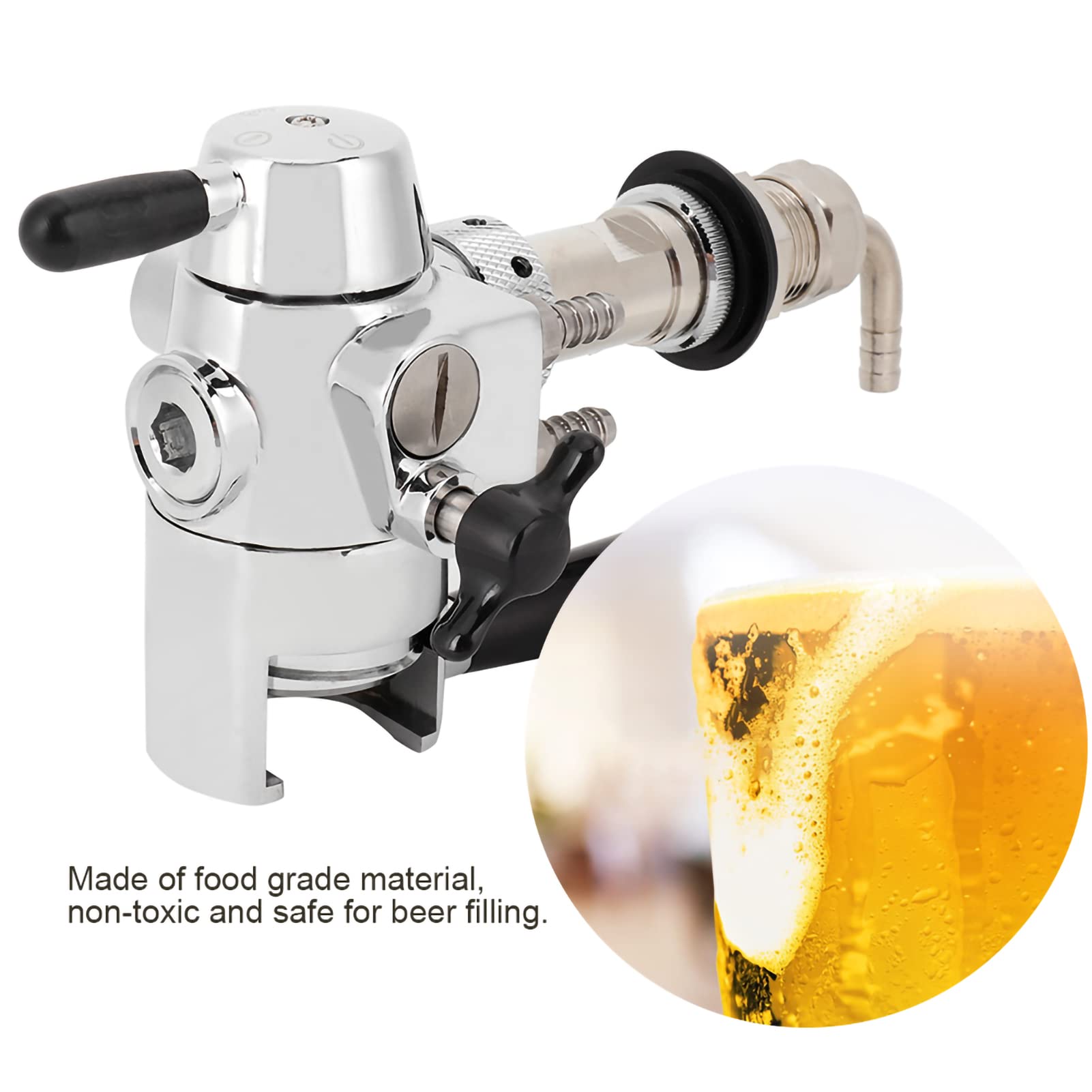 Grifo para llenado de botellas de cerveza de acero inoxidable, grifo de cerveza para dispensar cerveza de barril, grifo antiespuma con material de calidad alimentaria, fácil de (Calibre 28mm)
