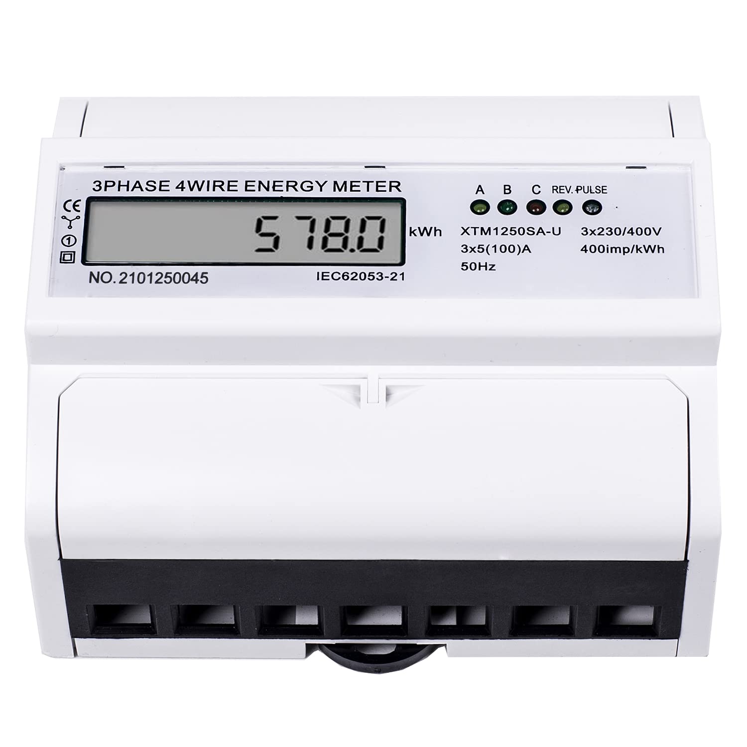Digitaler Stromzähler - Stromzähler 3-Phasen 4-Draht Elektrizitätszähler, 3x230/400V 5(80) A Energiemessgerät Geeicht Stromzähler für DIN Hutschiene Zwischenzähler Strom Geeicht