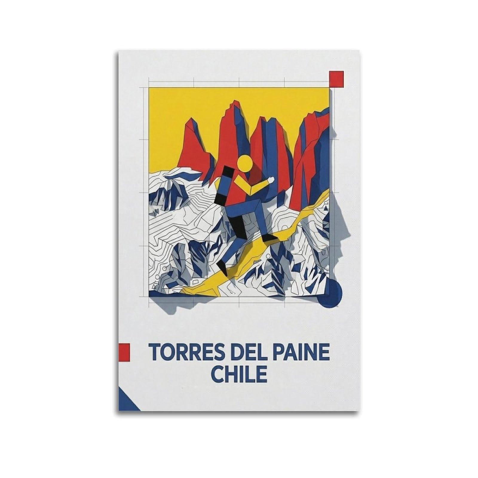 OKAHYS Trekking Sport Chile Torres Art Poster Modern Decorative Canvas Prints - Ideal Wall Art for Family, Man Cave, Game Room, Boys & Girls Bedroom 24x36inch(60x90cm)