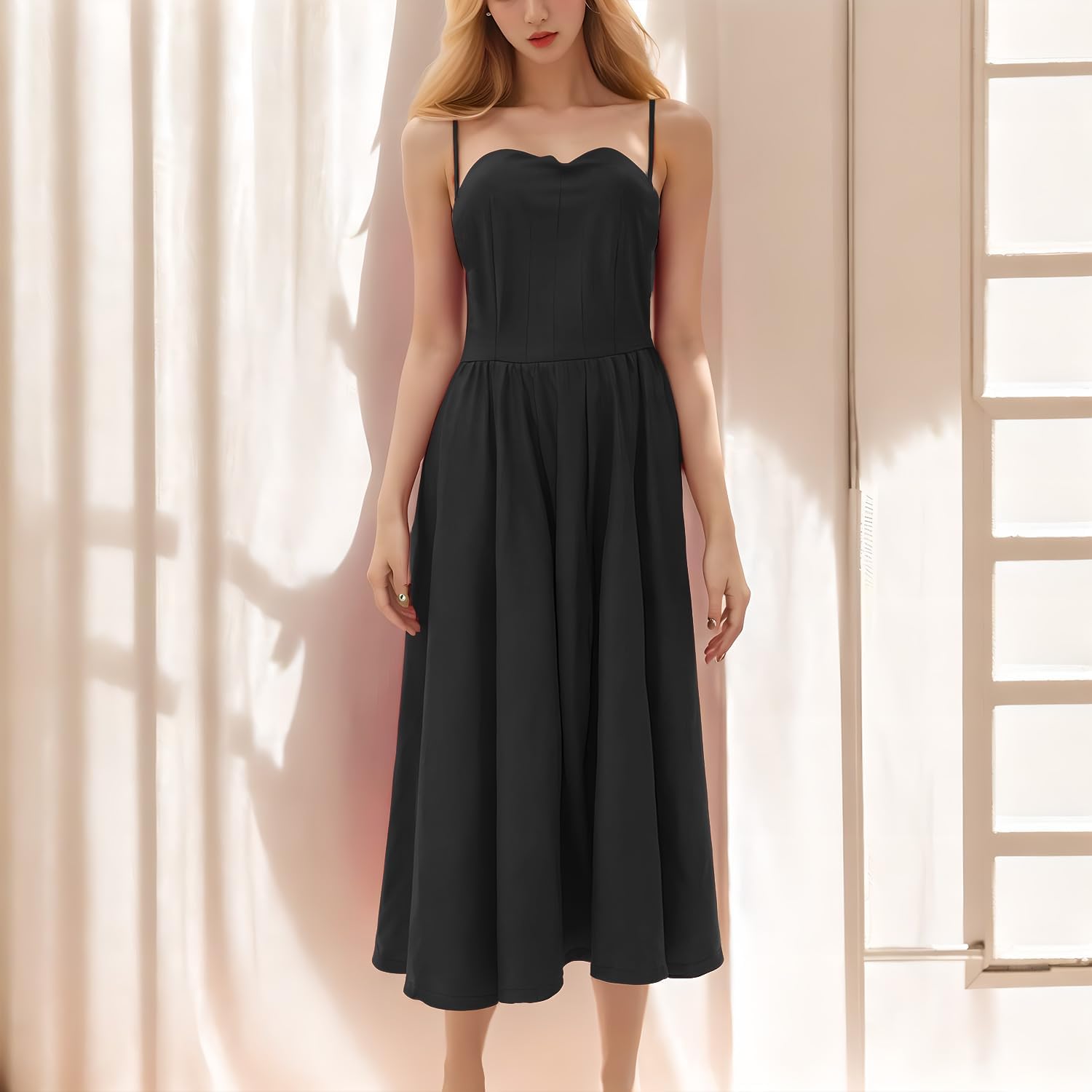 Women's Full Slips Cami Long Spaghetti Strap Under Dress