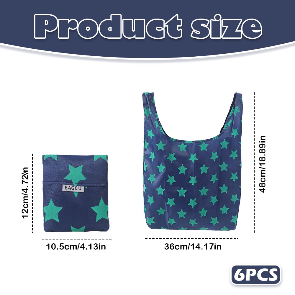 PMTFUMY 6 Pcs Foldable Shopping Bags,shopping bags,Stylish, Reusable & Compact Design for Easy Storage - Image 2