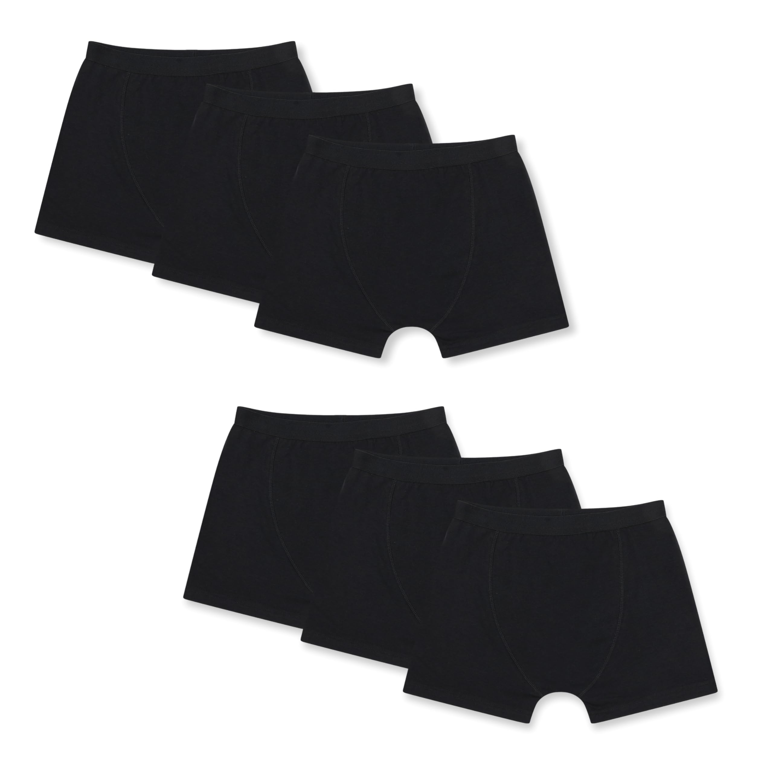Ex Uk Store Boys 6 Pack - Black Trunks (265) Boxer Shorts 6 Pack Black Cotton Stretch Trunks 7 To 13Y Soft Comfy Underwear - Black 6Pk 7-8 Years