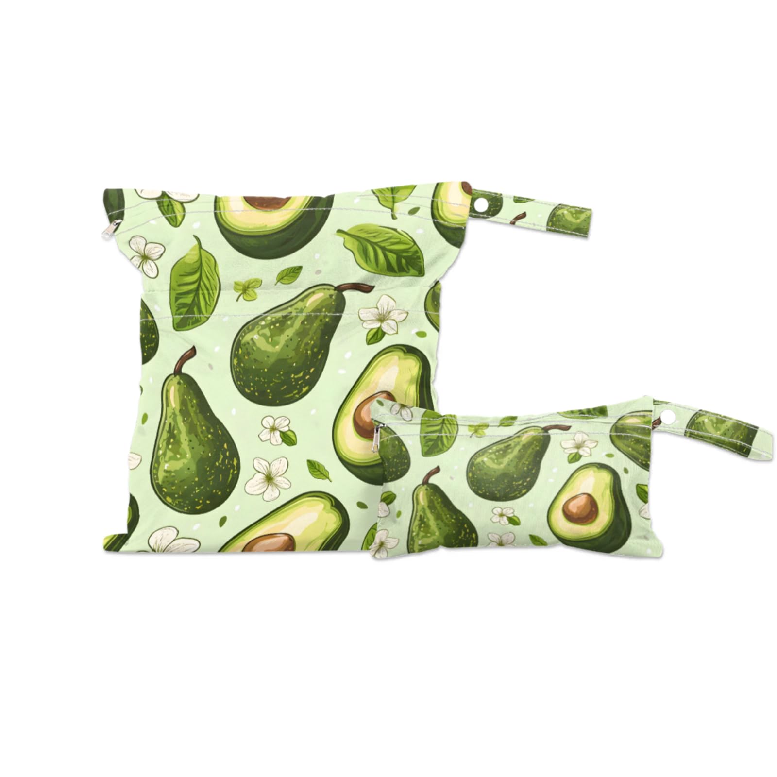 GzLeyigou 2 Set Avocado Wet Dry Bags for Baby Cloth Diapers Reusable Storage Bag for Travel,Beach,Pool,Daycare,Stroller,Gym,Laundry,Dirty Clothes,Swimsuits & Wet Clothes, Wet Bag