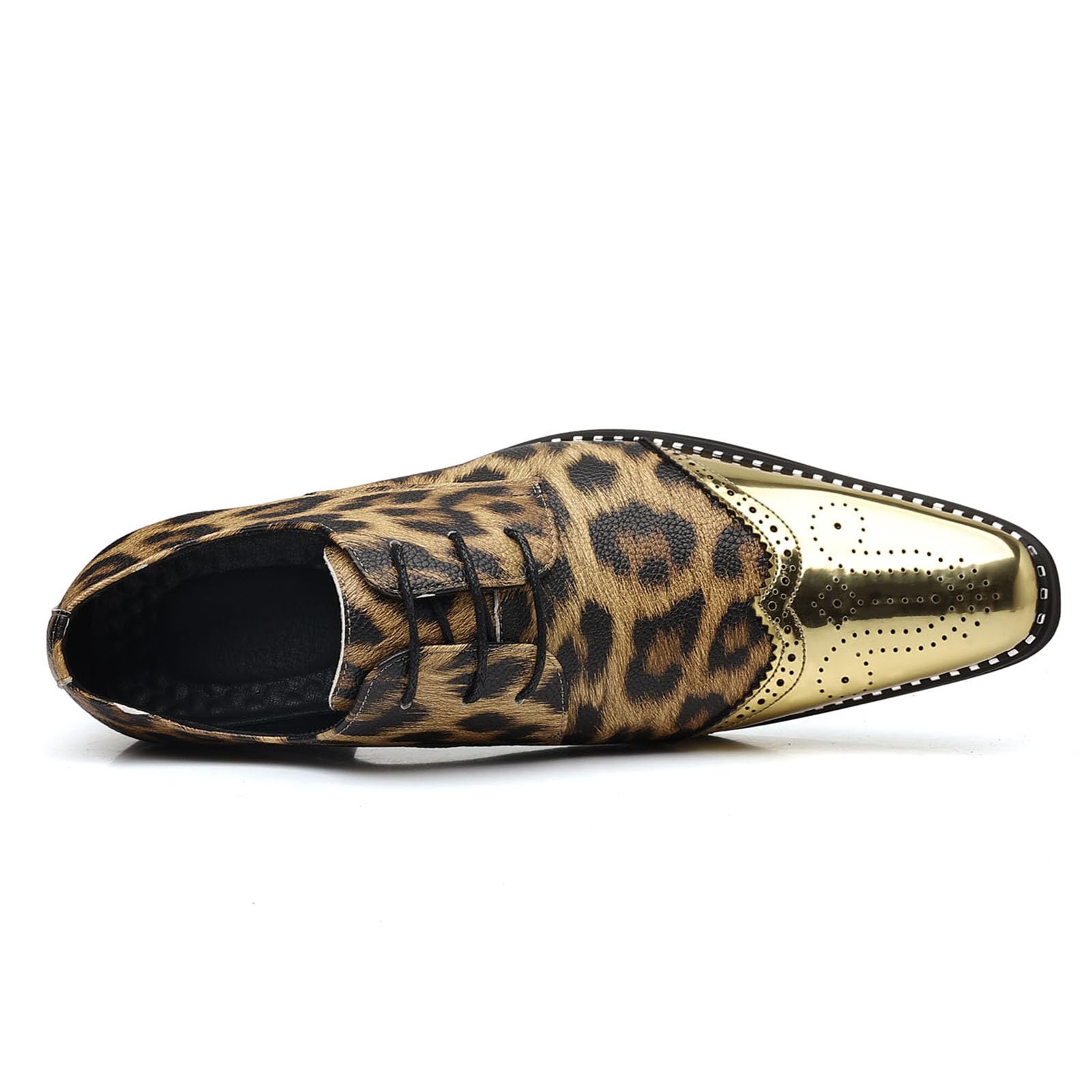 Herren Glänzende Leopard Druck Kleid Schuhe | Metallic Oxford Schuhe für Party, Abschlussball, Bühne, Hochzeit und Club-Outfits