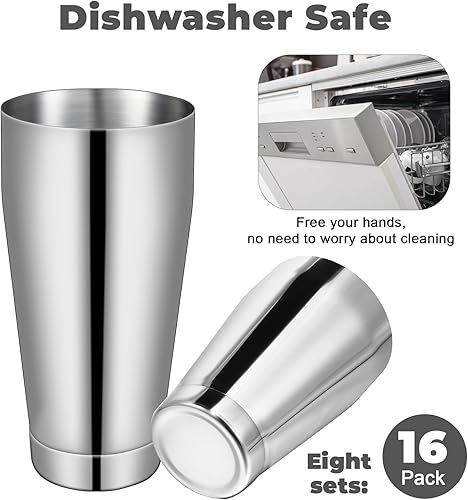 Miniatura 4 de Dandat Coctelera profesional Boston, juego de coctelera de acero inoxidable, coctelera de Martini de acero inoxidable, mezclador de barra de 18