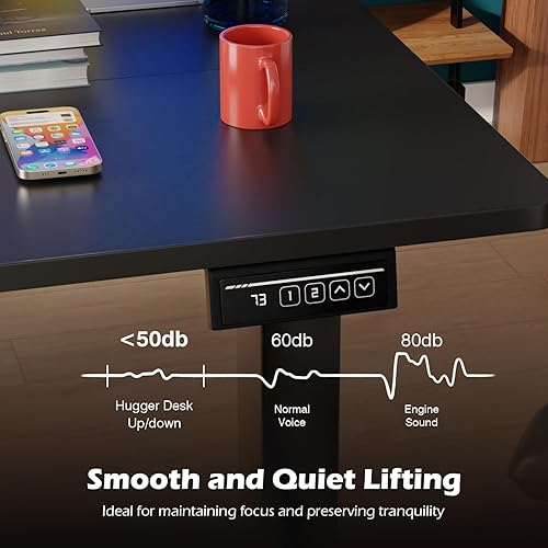Miniatura 48 de PayLessHere Escritorio eléctrico de pie de 40 pulgadas con gran espacio y soporte para auriculares, escritorio de oficina con elevación eléctrica y