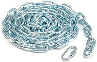 KingChain 3/16" x 15 ft Zinc-Plated Grade 30 Proof Coil Chain - 800 lb SWL, General Purpose Utility Chain w/ Quick Link
