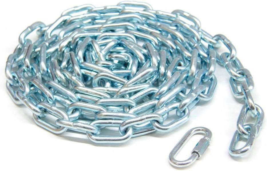 KingChain 3/16-inch x 15 ft. Zinc-Plated Proof Tested Coil Chain, 800 lb. Safe Working Load, General Purpose Chain, 698351