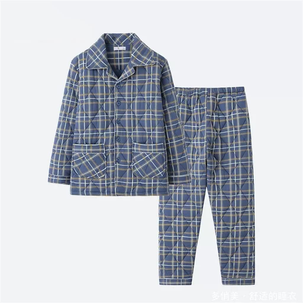 Men's Pajamas Thick Winter Padded Plaid Home Service Suit