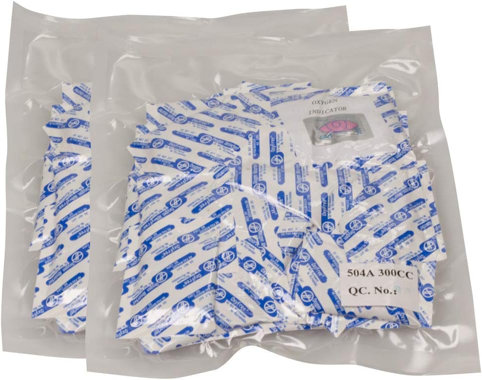 300cc Oxygen Absorbers For Food Storage, Pack of 100, Extend Shelf Life for Long Term Food Storage, Food Grade Safe Material (300cc, 100 Pack)