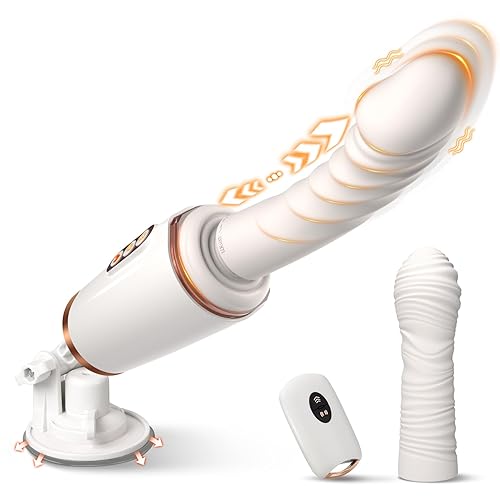 Sex Machine Thrusting Dildo Vibrator - 7 Vibrating & Thrusting Modes for Women Men G Spot Clitoral Anal Pleasure, Replaceable Heads Heating Strong Suction Cup Dildos, Remote Control Adult Sex Toys