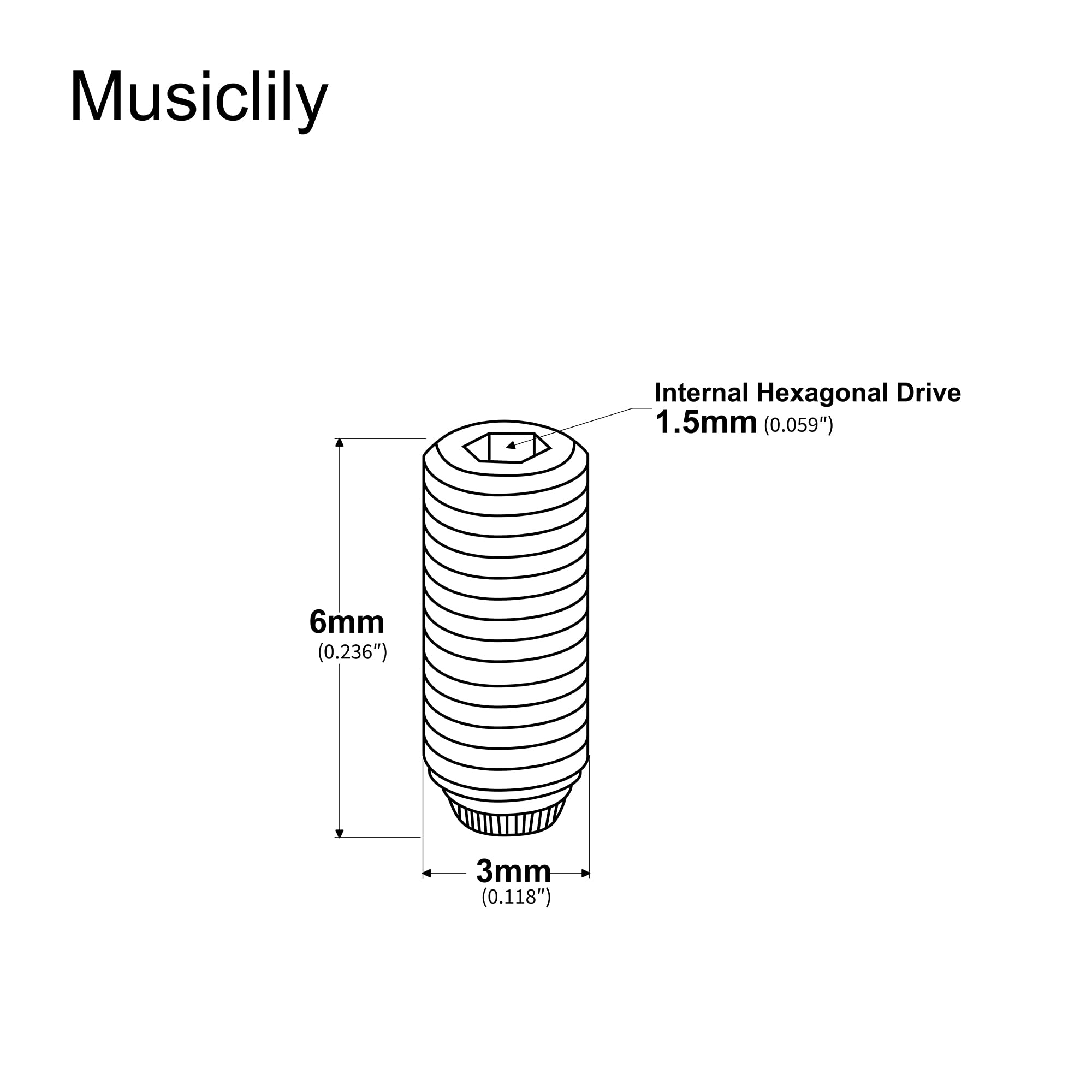 Amazon | Musiclily Pro ミリ規格M3X6mmサドル用弦高調整
