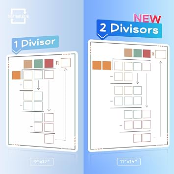 SCRIBBLEDO Long Division Practice 11x14 Reusable Sheets Math Manipulatives for Classroom Teaching Materials 5th Grade Classroom Must Haves Special Education Math Centers 10-Pack Dry Erase Sheets