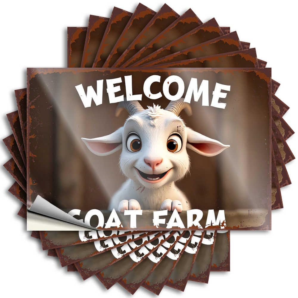 Welcome to The Goat Farm: A Friendly Welcome Sign Van Fluffy - Decal Water Waterproof Decal(6X9CM)