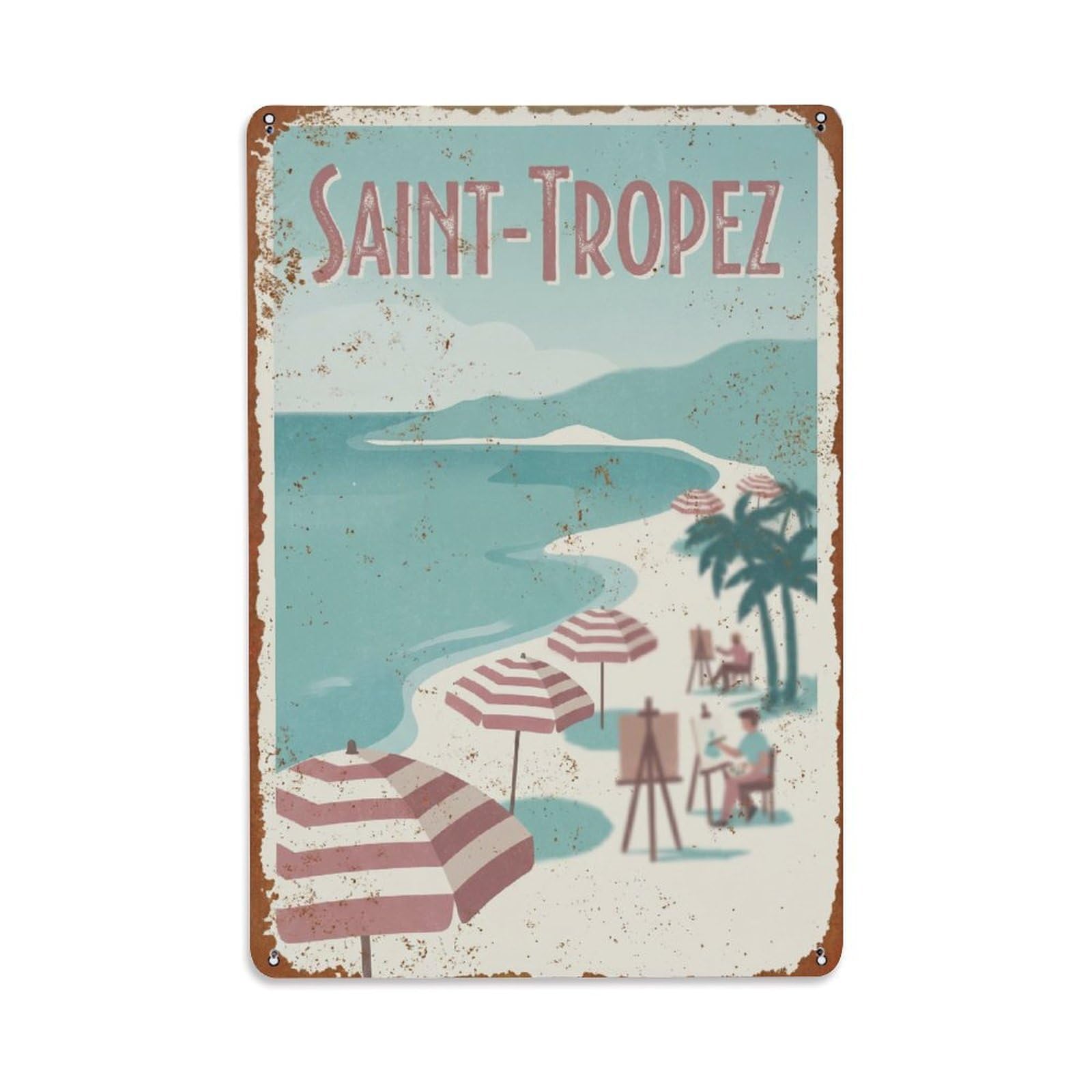 Fyrn Style Metal Tin Sign Vintage Travel Saint-Tropez France Drift