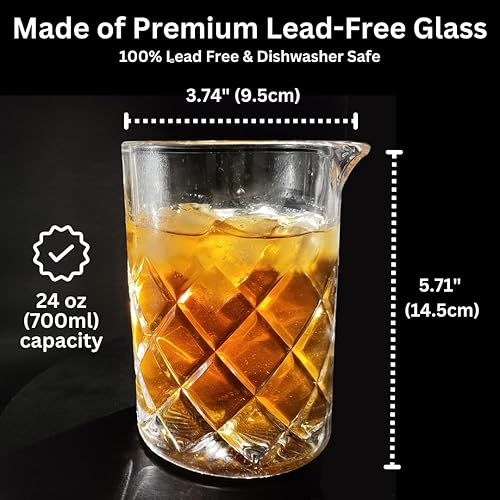 Miniatura 3 de Vaso mezclador de cóctel prémium de 24 onzas con doble jigger de plástico transparente, mezclador de cóctel resistente y grueso para camareros y