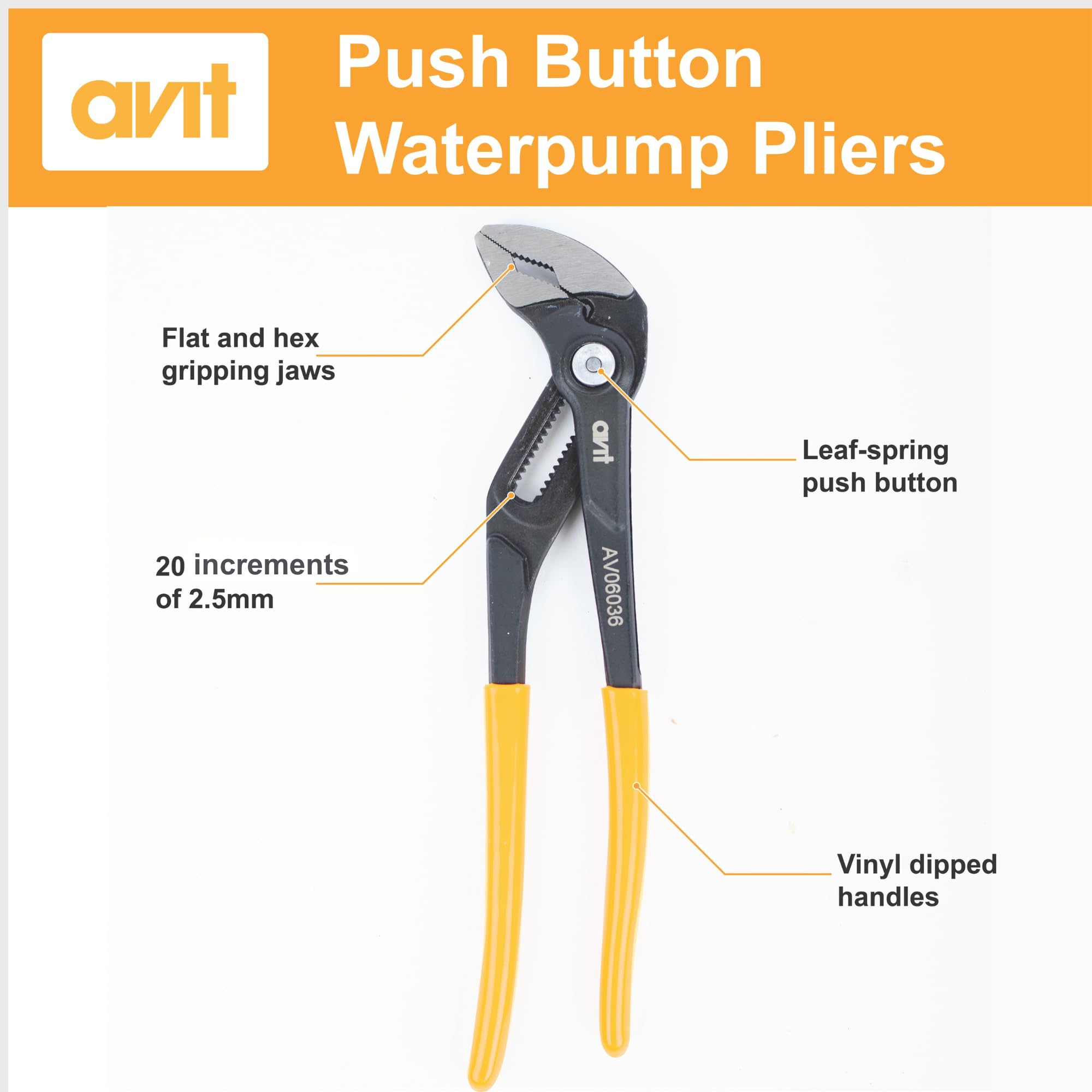 Avit Push-Button Precision Waterpump Pliers 250mm, Fast Adjusting Heavy Duty Tongue and Groove Joint - Image 4