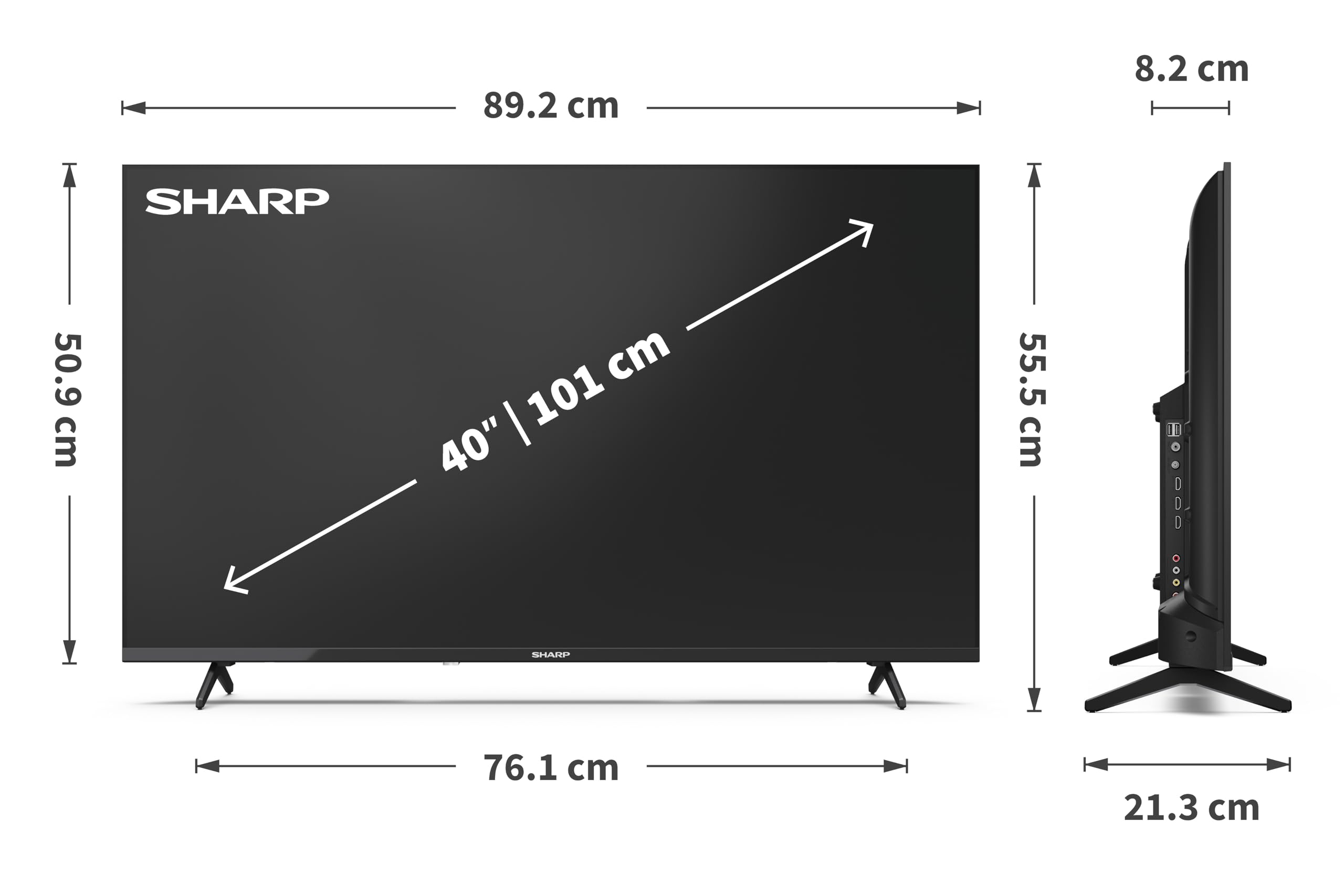 Sharp 40HA1305E - Non-Smart 40" FHD, Frameless, 60Hz, Sonido 2x8W, HDMIx3, USBx2,Color Negro