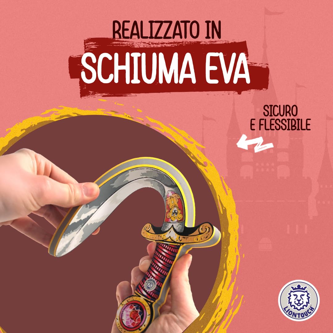 Liontouch - Set 2 Pugnali con Leoncino in Gommapiuma, Blu/Rosso | per Bambini età 3-6 - 35 Cm | Pugnale Medievale Tascabile con Gemma per Giochi di Ruolo | Accessorio Sicuro per Costumi da Cavaliere