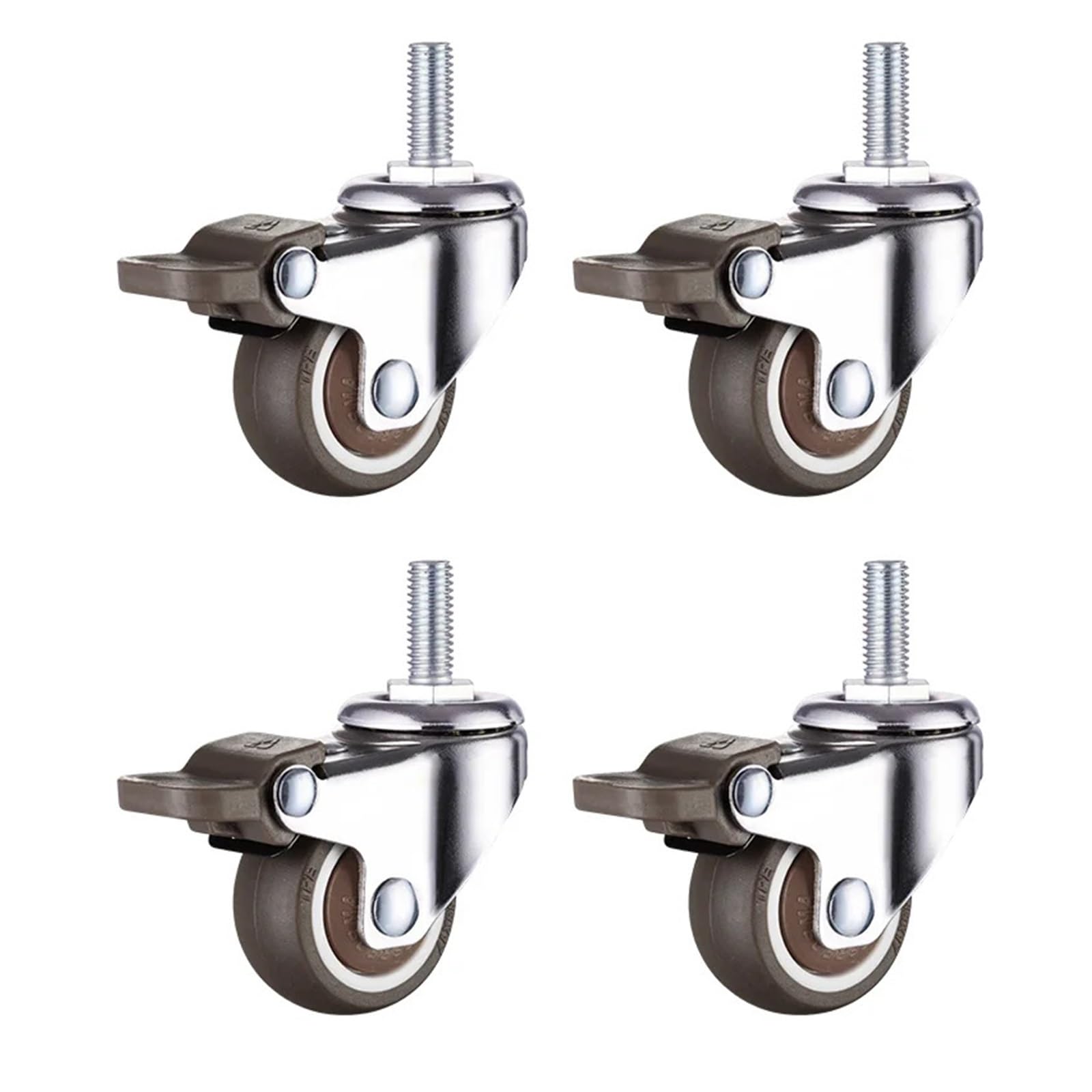 Mxxdmopd 4Pcs Wheels Brake 4 Pcs Stem Threaded Casters Office Chair Wheels Heavy Duty Furniture Swivel Caster Cart Trolley Cabinet Table(,2Inch)