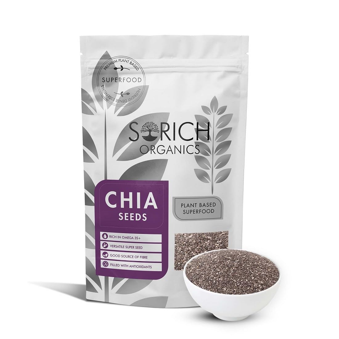 Sorich Organics Chia Seeds 900g | Raw Chia Seeds for Eating | Rich in Omega-3 & Fiber | Summer Diet Food | Healthy Snacks | Supports Digestion, Weight Loss & Immunity | 100% Natural & Clean
