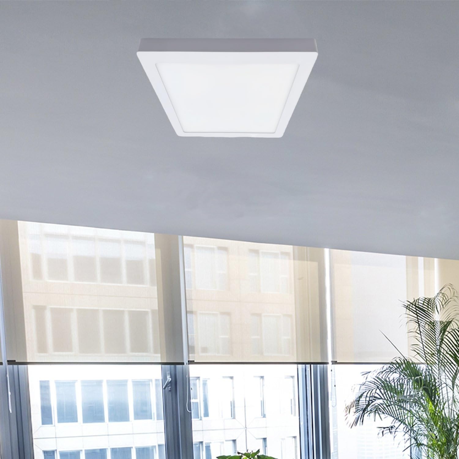 ONSSI Plafón de Techo LED 20W 2000lm,Cuadrado 220x220 mm, Blanco Cálido 3000k,Superficie Panel LED Lámpara de Techo (Pack 5)