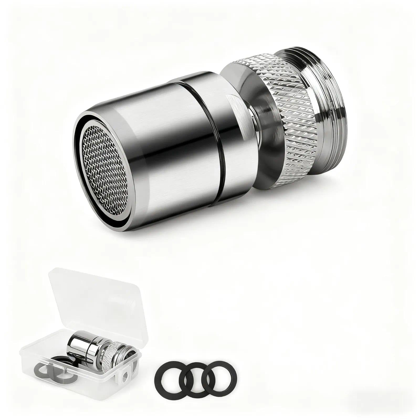 Aeratore Rubinetto 360° Girevole con 2 Filtri Rompigetto - Compatibile M22 (Maschio) e M24 (Femmina) - Kit Risparmio Idrico per Cucina/Bagno - Acciaio Inox Anticalcare