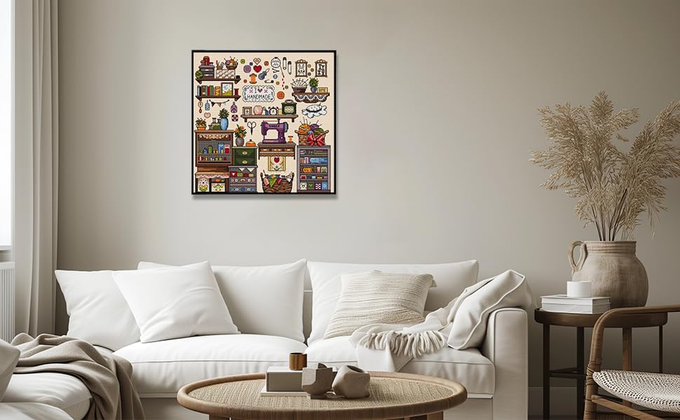 Image of ZuoAnLF Cross Stitch Kits for Adults,14CT Stamped Cross Stitch Kits for Beginner,DIY Needlepoint Embroidery Patterns Kits Embroidery Patterns for Gift Home Wall Decor 16x16 Inch (DIY)