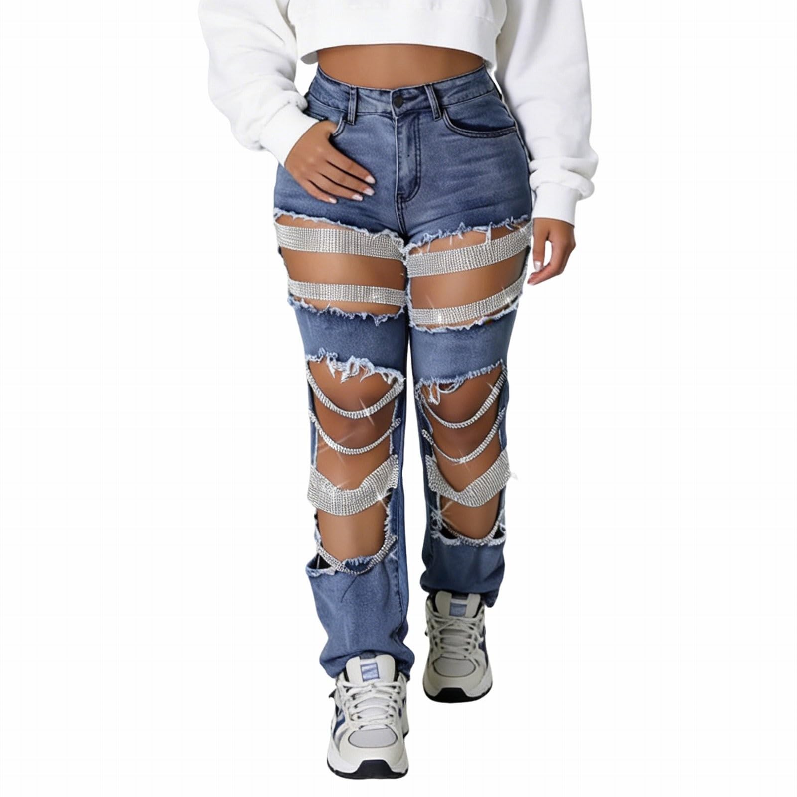 Jeans Donna Elasticizzati Curvy Jeans Elasticizzati Larghi Casual Pantaloni Denim Vita Alta Gamba Larga Curvy Tempo Libero Pantaloni Baggy Leggeri Palazzo Moda Pantalone con Tasche Wide Leg Push Up