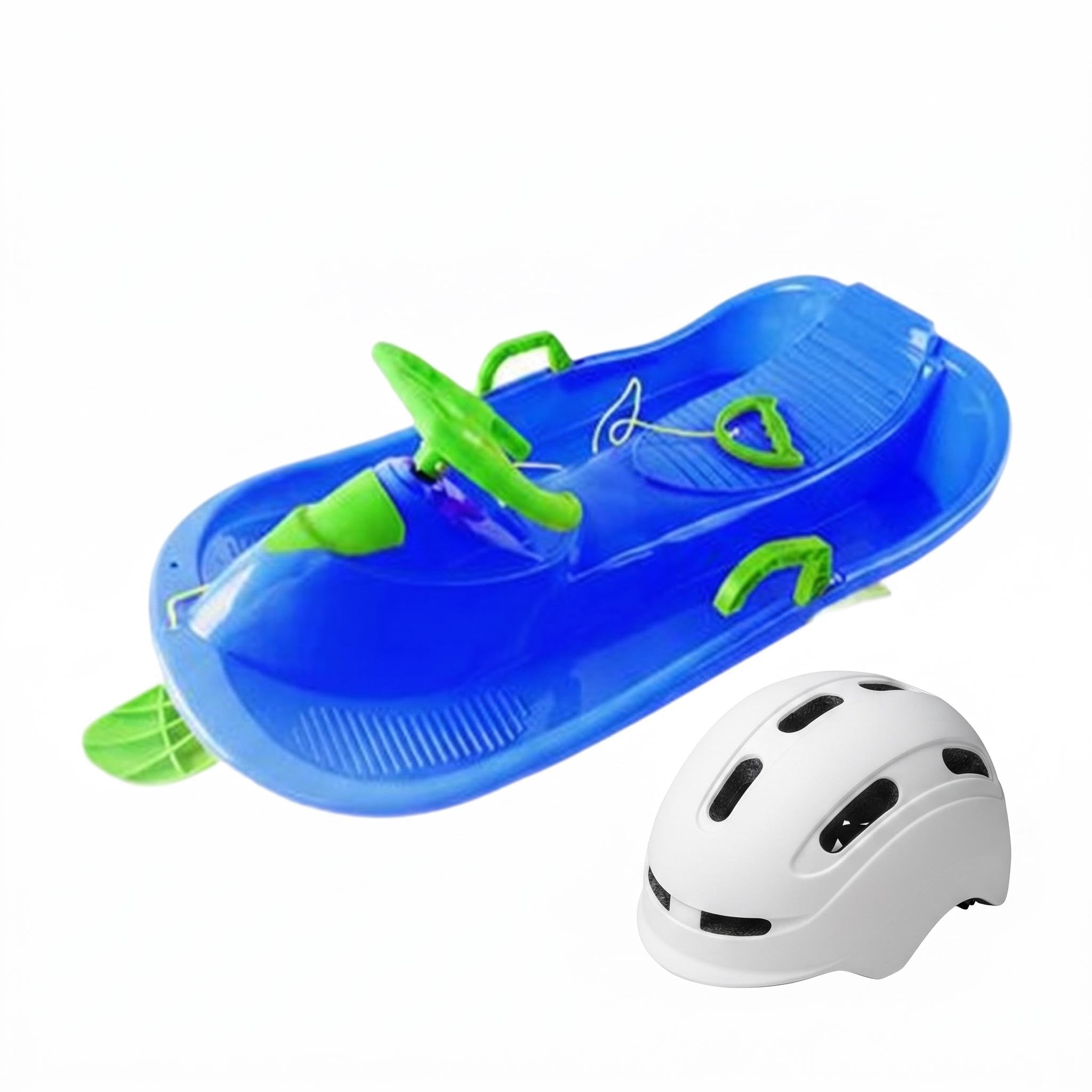 Trineo de Nieve Dirigible para Niños con Volante Y Freno. Trineo de Invierno Ligero para Niños Y Niñas, Apto para Nieve, Arena Y Hierba.