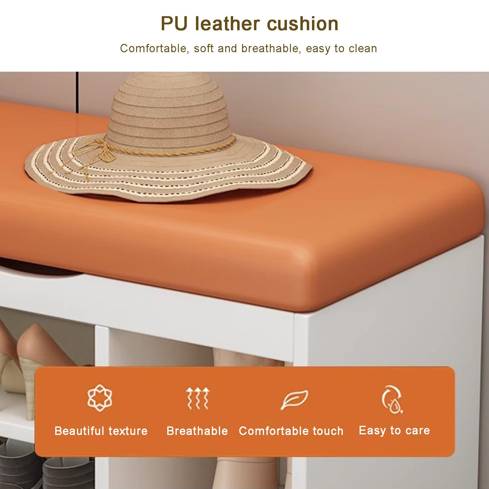 Panca da Ingresso con Cuscino e vano Porta Scarpe, mobiletto Organizer con Coperchio sollevabile per corridoio e Soggiorno, Elegante scaffale con Seduta Comoda, Design salvaspazio