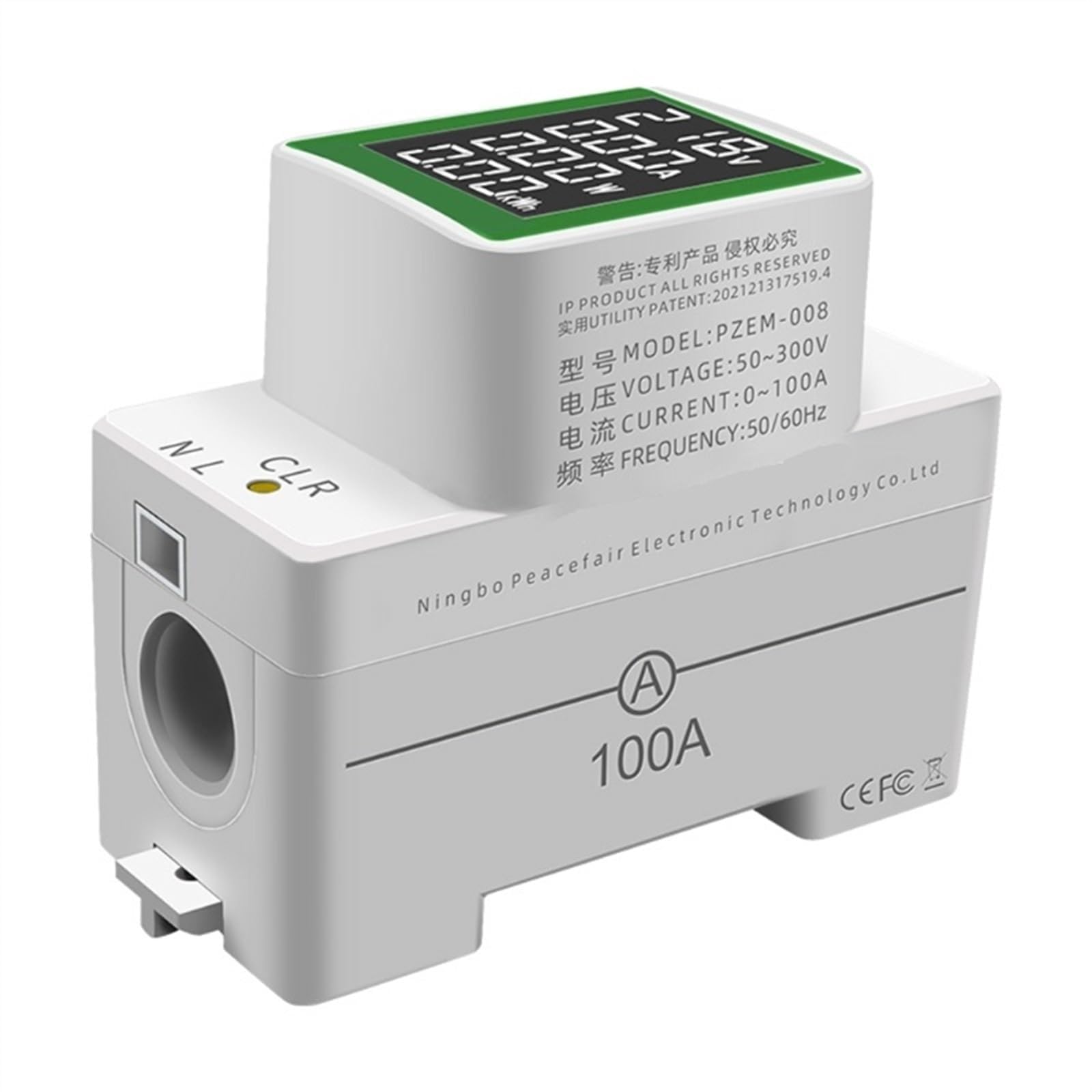 BGGJJ Din Rail Wattmeter Voltmeter Ammeter Power Meter AC50-300V Volt Amp Power Factor Time Energy Voltage Current Monitor
