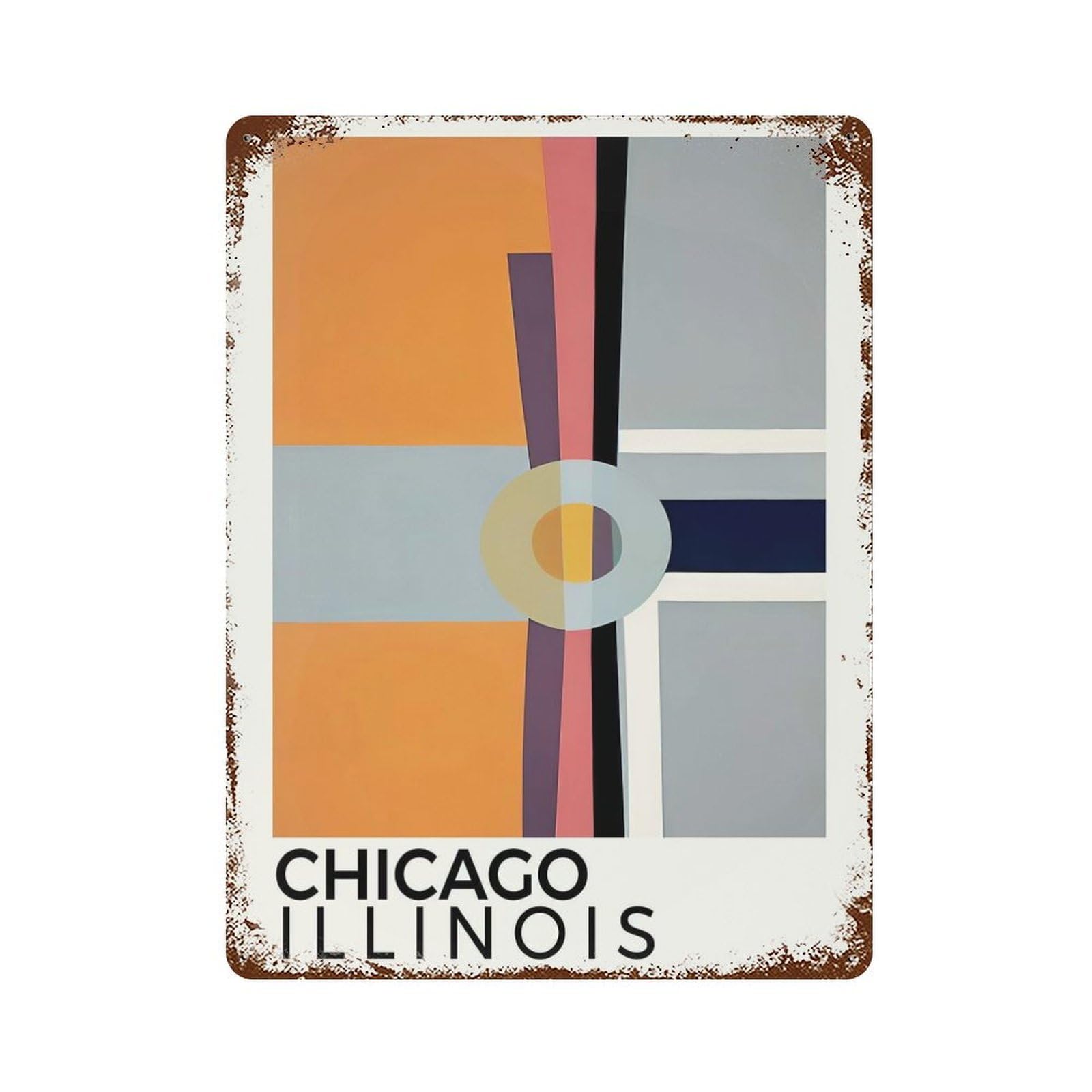 Chicago Illinois Poster Decorative Tin Sign 15.7"x11.8", Vintage Wall Decor for Garage, Pub Or Kitchen